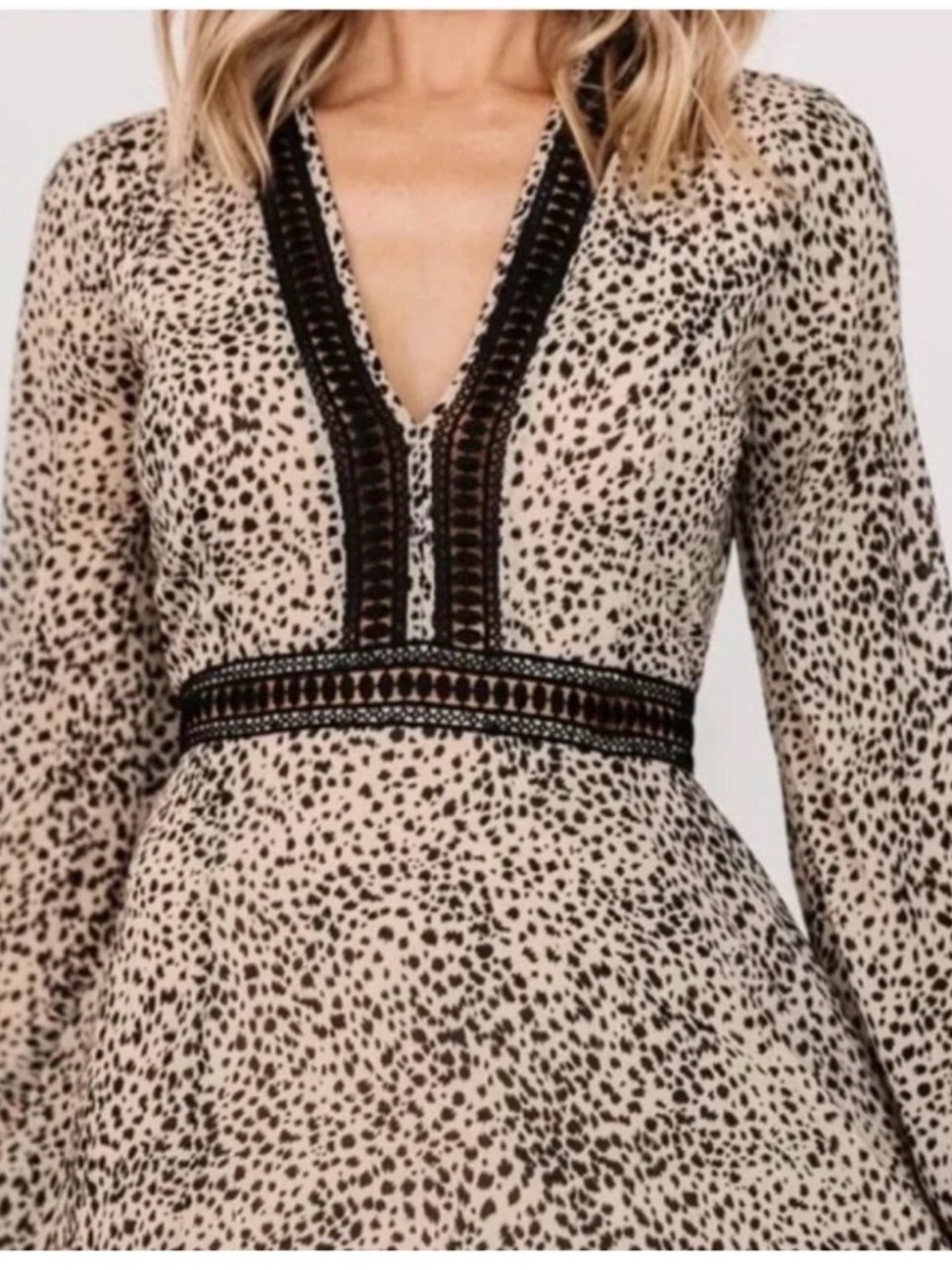 Baltic Born Women's Maxi Dress with Black Trim - Cream Cheetah Print - Picture 4 of 10